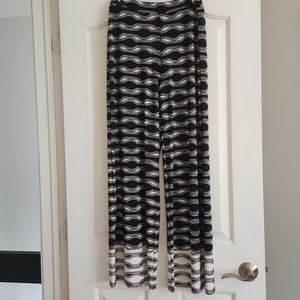 Black and white check pattern flared leg pants